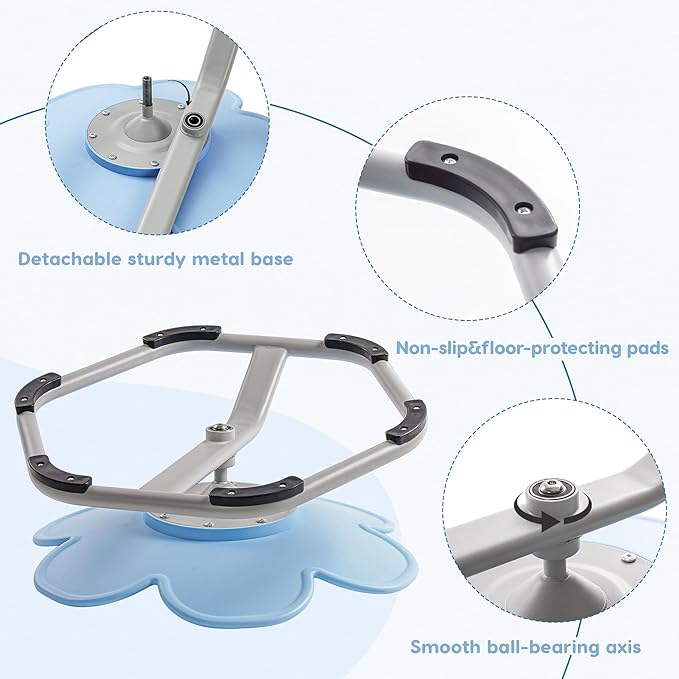 ROBUD Kids Sensory Swivel Chair, Autism Kids Swivel Chair with Non-Slip Design, Training Body Coordination, Flower Shape Wobble Chair, No Assembly, Blue