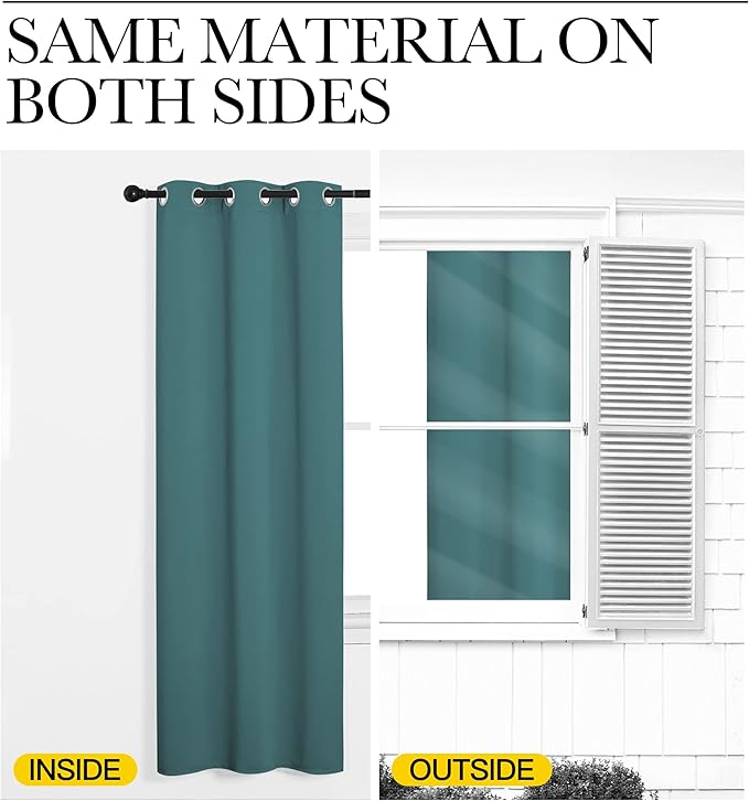 NICETOWN Short Kitchen Blackout Curtains, Thermal Insulated Solid Grommet Blackout Curtains/Drapes/Panels for Dining Room (Sea Teal, 1 Pair, 42 by 50-Inch)