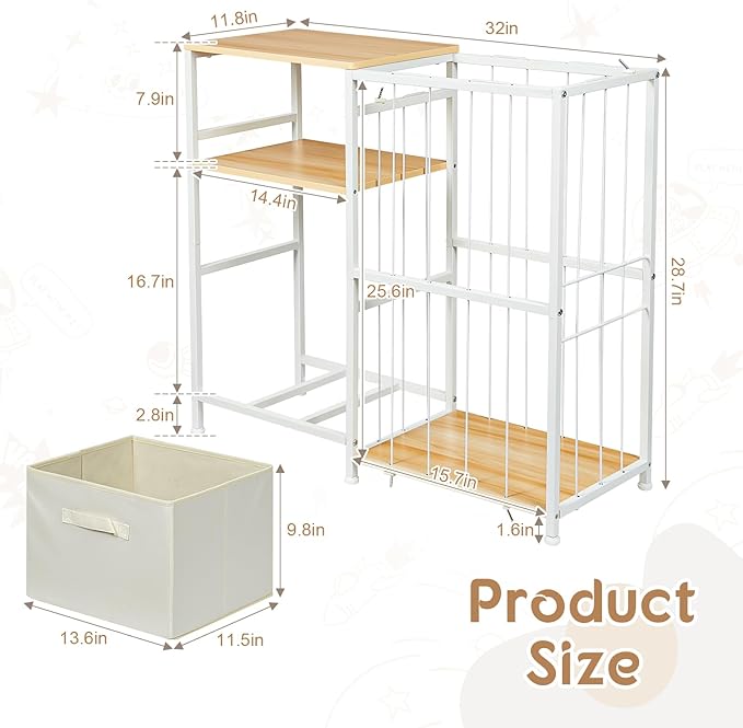 Stuffed Animal Storage, Kids Toy Storage Organizer with Toy Box for Boys Girls Kids Toddlers Baby, Stuff Animal Organizer with Elastic Cord for Playroom Living Room and Kids Room Organization