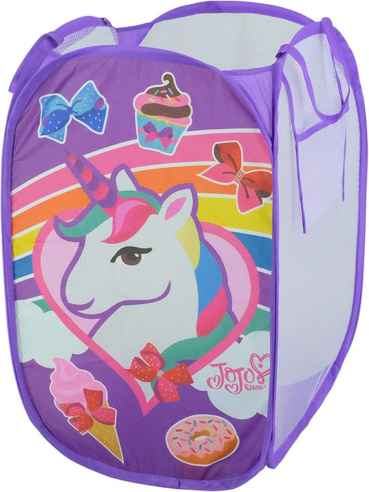Idea Nuova Nickelodeon JoJo Siwa Pop Up Hamper with Durable Carry Handles, 21" H x 13.5" W X 13.5" L