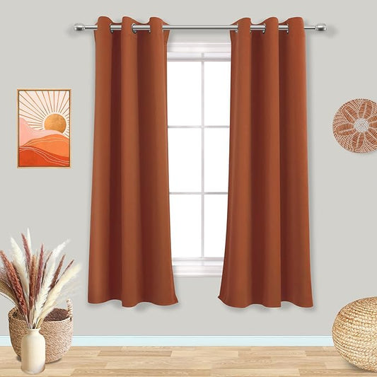 Mrs.Naturall Orange Curtains 72 Inch Length for Living Room 2 Panels Set Blackout Drapes for Bedroom 42x72 Inches Long
