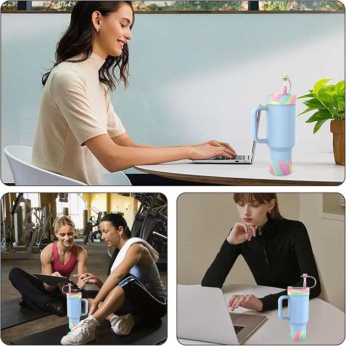 Protective Silicone Bottle Cover Set for Stanley Quencher H2.0 40 30 20 oz Tumbler with Handle & Iceflow, Anti-Scratch Cover Boot for Stanley Cup Accessories BPA Free (A)