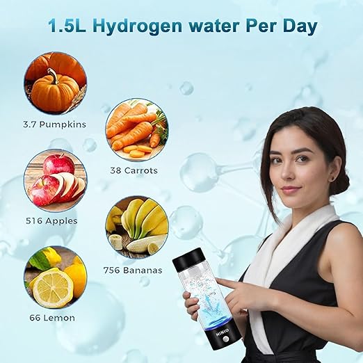 Hydrogen Water Bottle, 420ml Portable Hydrogen Water Ionizer Machine, Hydrogen Rich Water Glass Health Cup for Office, Travel and Daily Drinking