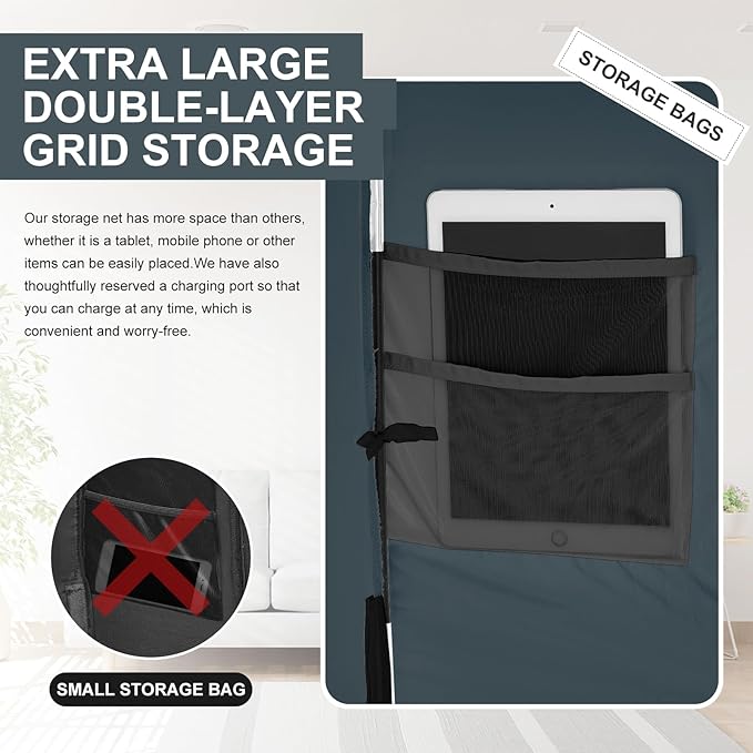 Bed Tent Twin Bed Canopy Dream Tents for Indoor Portable Blackout Tents Privacy Space Warm Breathable Sleeping Tents for Kids and Adult(Navy Blue,Mattress Not Included) Reducing Light