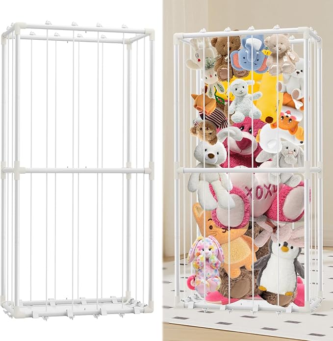 Stuffed Animal Storage, Metal Stuffed Animals Zoo Plush Toy Storage Organizer, Extra Large Plushies Storage Holder Creative Display Shelf for Playroom Bedroom Nursery