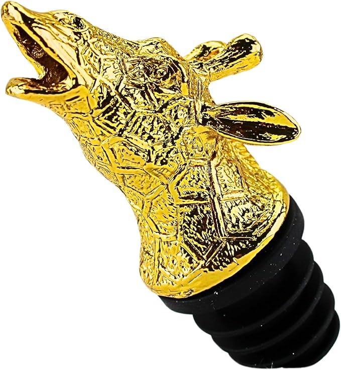 Wine & Olive Oil Pourer | Gold Color Stainless Steel | Bottle Stopper Aerator for Whiskey and Liquor | Decanter and Bar Tools Accessories and Gift Set Ideas for Her and Him (GIRAFFE)