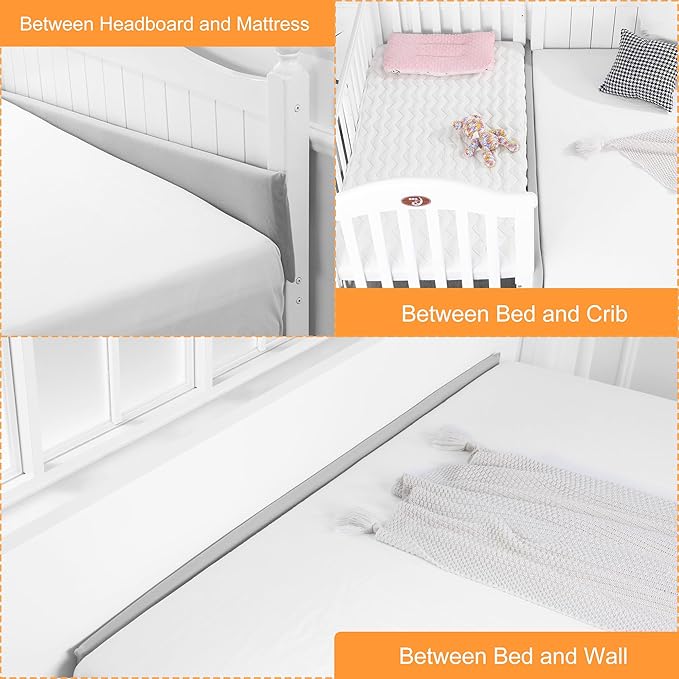 MABOZOO Bed Gap Filler Cushion, Long Thick Filler Bolster Pillow Stopper for Headboard Space Gap, Bed Mattress Extender Bed Wedge Pillow (Gray, 2X6X79inch)