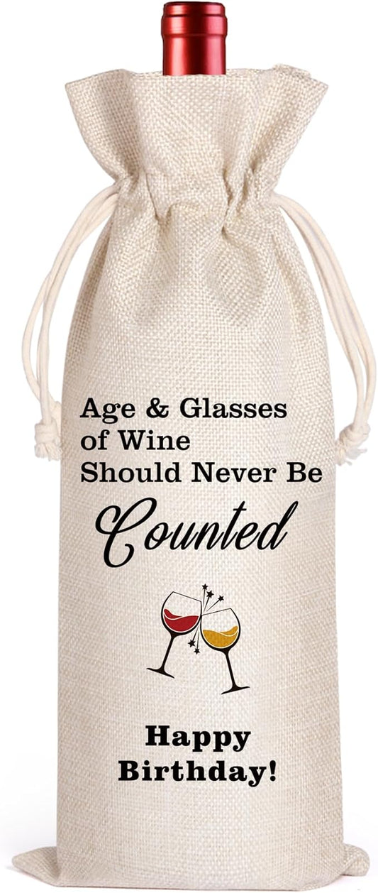 LANBAIHE Wine Bags for Wine Bottles Gifts, Wine Gifts Birthday Gift for Women Men,Wine Bag Birthday Gifts for Decorations Party Supplies - Happy Birthday