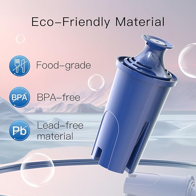 Alkaline Water Filter, Replacement for Brita® Filter, Pitchers and Dispensers, Classic 35557, OB03, Mavea® 107007, Replacement for Brita® Pitchers Grand, Lake, Capri, Wave and More (4 Pack)