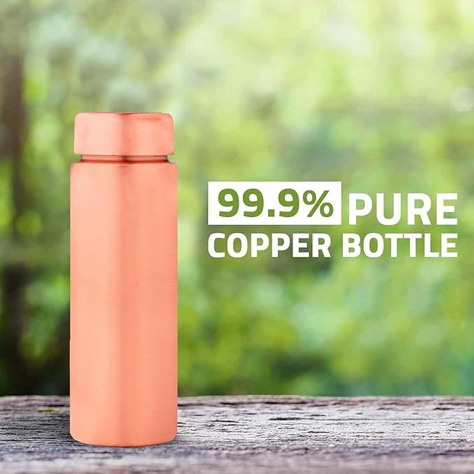 Copper Water Bottle 400ml - Gift Box of 3, Slim Plain, an Ayurvedic vessel made from pure copper - helps you drink more water, with many health benefits