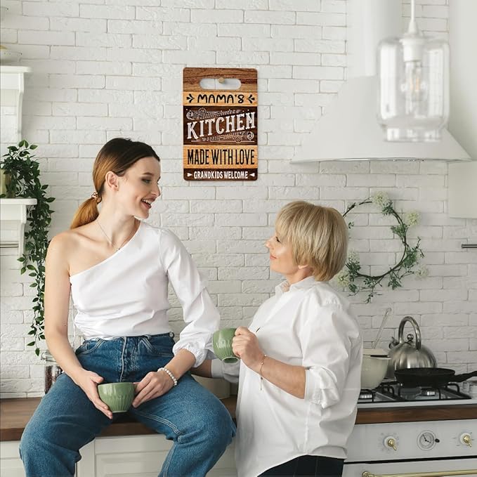 Farmhouse Kitchen Decor, Mother Gifts, Kitchen Signs Wall Decor, Kitchen Door Wall Hanging Decor, Mother's Day Birthday Thank You Gifts, Mama's Kitchen Sign 8 x 12 Inch