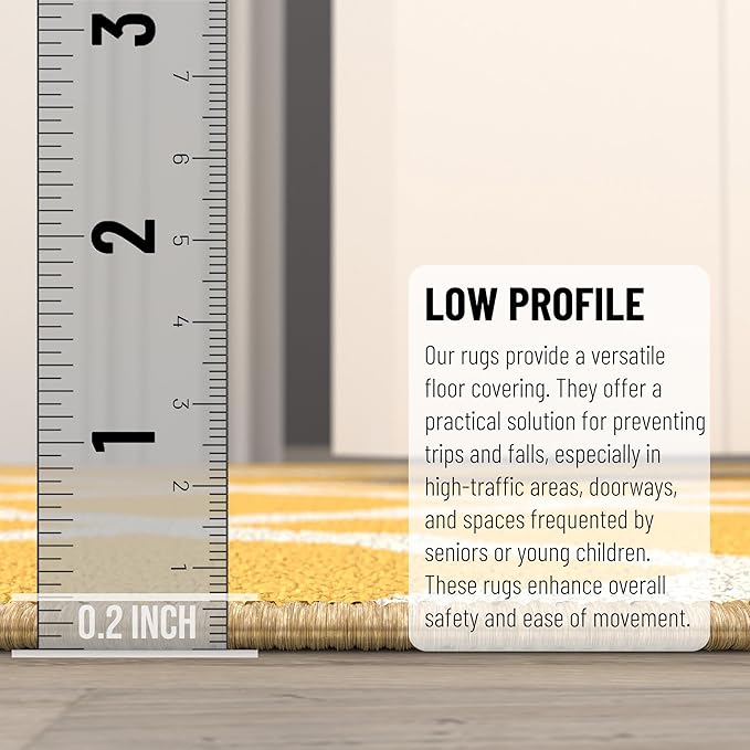 Machine Washable Moroccan Trellis Design Non-Slip Rubberback 2x5 Traditional Indoor Runner Rug for Hallway, Kitchen, Bedroom, Entryway, 20" x 59", Yellow