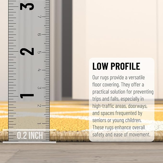 Machine Washable Moroccan Trellis Design Non-Slip Rubberback 5x7 Traditional Indoor Area Rug for Living Room, Bedroom, Dining Room, 5' x 6'6", Yellow