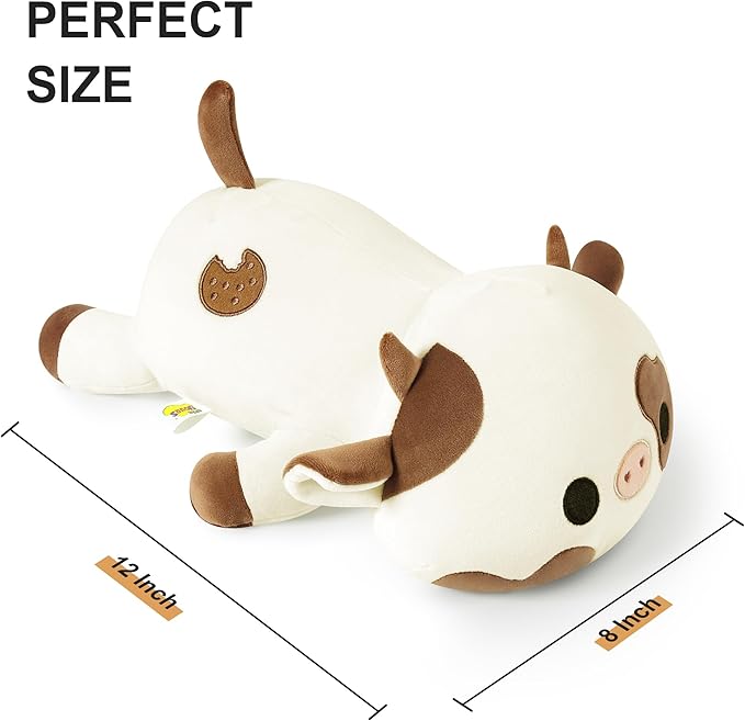 Onsoyours Cute Cow Plushie, Soft Stuffed Cookies Cow Squishy Plush Animal Toy Pillow for Kids (Cookies Cow, 12")