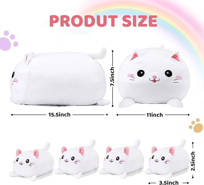 Cat Plush Cute Cat Stuffed Animal with 4 Baby Soft Pillow Birthday Gift for Girls Boys Kids Decor