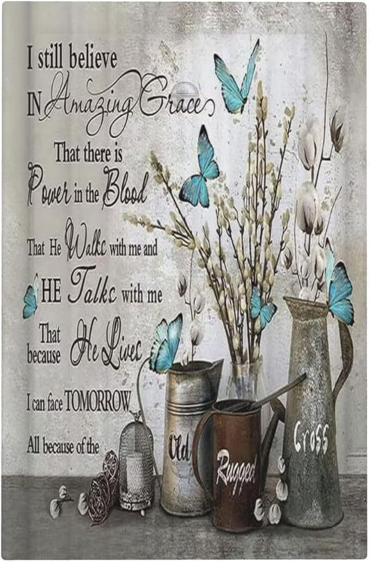 Blue Butterfly Rustic Flower Inspirational Quotes 1 Gang Light Switch Covers No Device Wall Plate Decorative Blank Switchplate Electrical Faceplate for Farmhouse Country Bedroom Decor