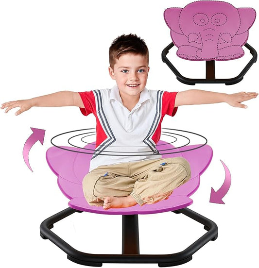 Spinning Chair for Autistic Kids Sit and Spin Chair for Kids Swivel Sensory Chair Elephant Spinning Seat Autism Sensory Chair Items for Sensory Room Training Balance Body Coordination