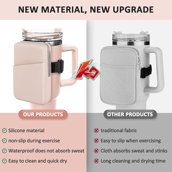 Silicone Water Bottle Pouch For Stanley Quencher Adventure 40 oz & Stanley IceFlow 20oz 30oz, Gym Accessories for Women, Stanley Cup Accessories, Water Bottle Pouch for Sports