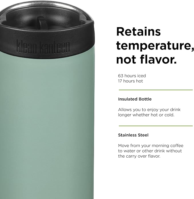 KLEAN KANTEEN Tkwide Green Beryl Cafe Cap with Insulated Bottle 20oz, 1 EA