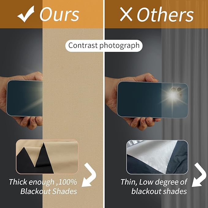 Portable Blackout Shades 100% Blackout Curtains for Bedroom Small Window Curtains No Light Kitchen Windows Insulated for Nursery for Baby Travel Curtain,Sand Yellow,56" W x 63" L,1 Panel