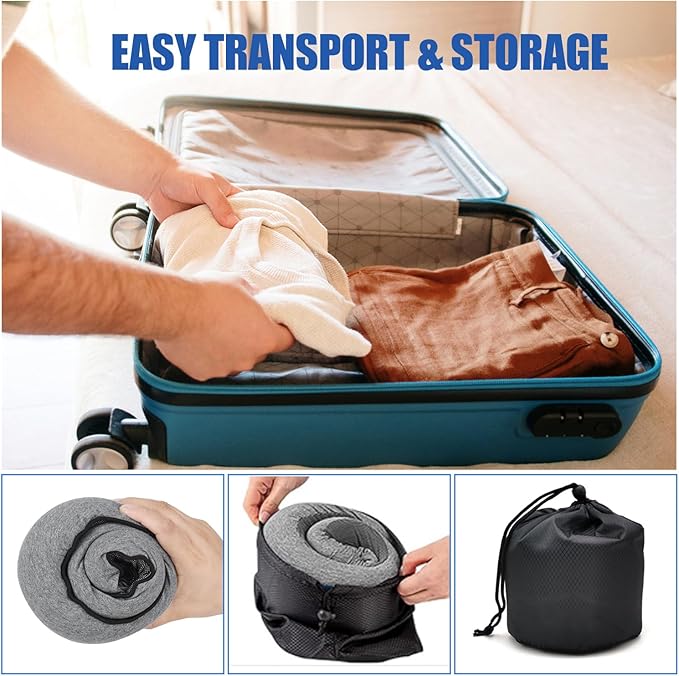 Neck Pillow for Traveling, Soft Airplane Neck Pillow, Memory Foam Travel Neck Pillow, 2024 New Neck Support Travel Pillow for Long Flight, Adjustable Full Surrounding Stowable U-Shaped