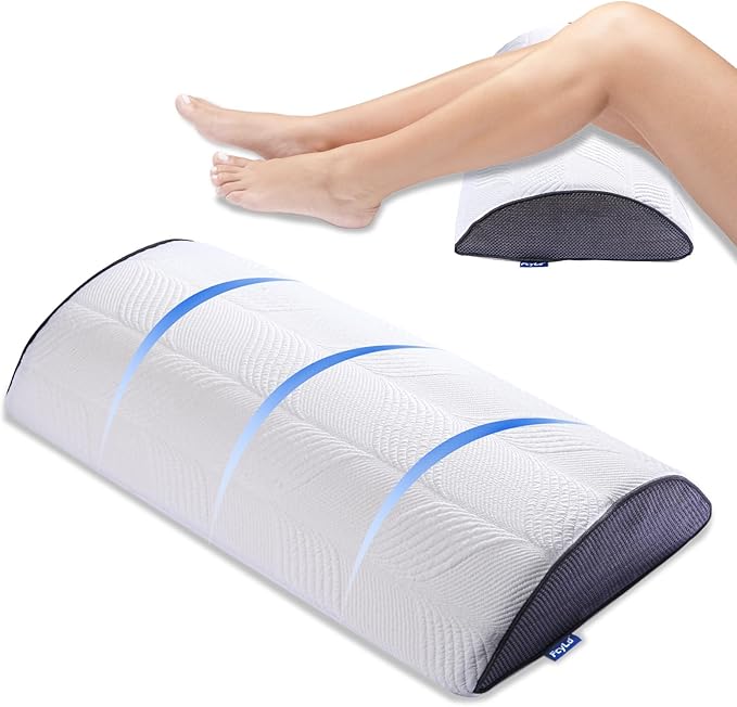 Memory Foam Half Moon Bolster Pillow, for Under Knee, Back, Ankle and Foot Support for Yoga, Sleep, and Lumbar Relief, Ergonomic Design with Washable Cover, 20.5" x 8" x 5"