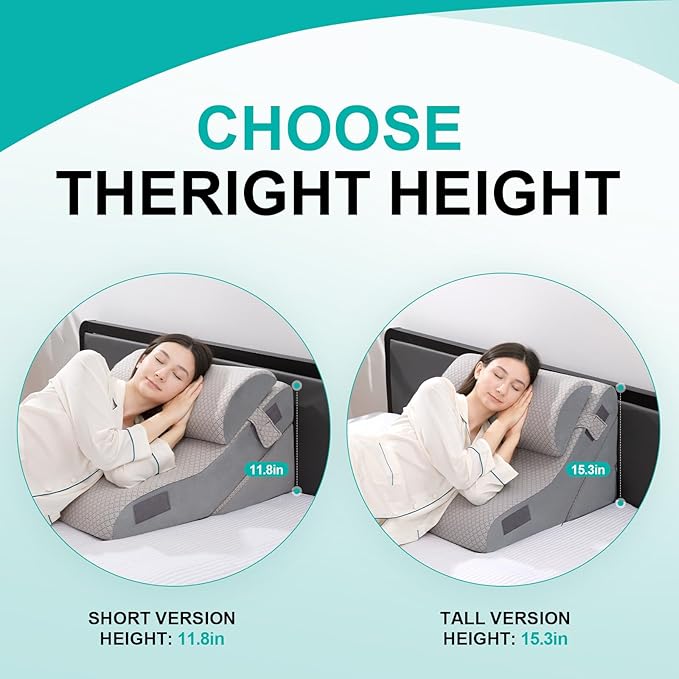 4PCS Bed Wedge Pillow for Sleeping or Back Pain Relief, Post Surgery Memory Foam Orthopedic Wedge Pillows for Back, Leg and Knee Support, Adjustable Bed Pillow