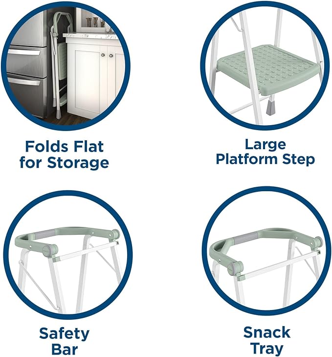 COSCO 2-Step Kitchen Stepper™ Adult Folding Step Stool, Kids Folding Stepper, Green