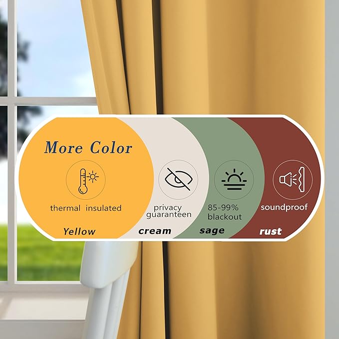 Mrs.Naturall Black Out Curtains 84 Inch Long for Bedroom Windows for Living Room Gold Luxury Blackout Drapes Curtains 84 Inch Length 2 Panels Set