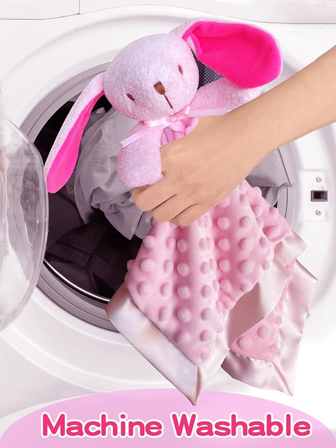 Pink Bunny Baby Security Blanket Loveys for Babies Girls, 16" Soft Baby Lovey Blanket, Baby Snuggle Stuffed Animals Blankie, Baby Girls Gifts for Infant and Toddler