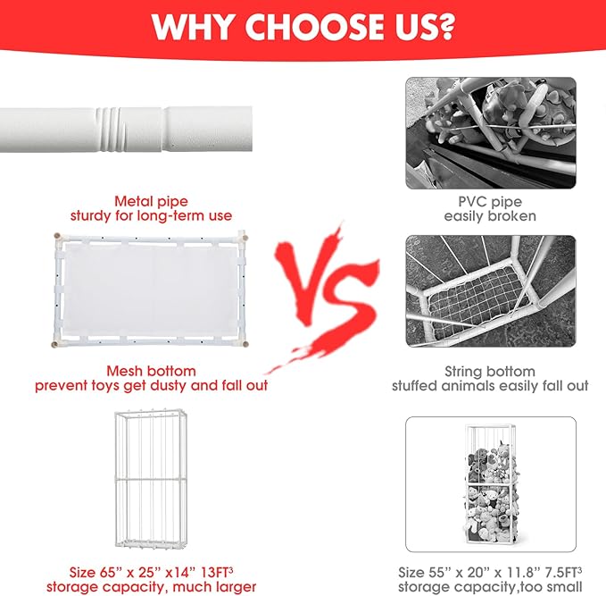 Stuffed Animal Storage, Metal Stuffed Animals Zoo Plush Toy Storage Organizer, Extra Large Plushies Storage Holder Creative Display Shelf for Playroom Bedroom Nursery