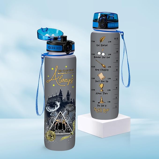 Potter Movie Water Bottle 32 oz with Time Marker, After All This Time Motivational Bottle, Gifts for Movie Lovers, Funny Gifts for Women
