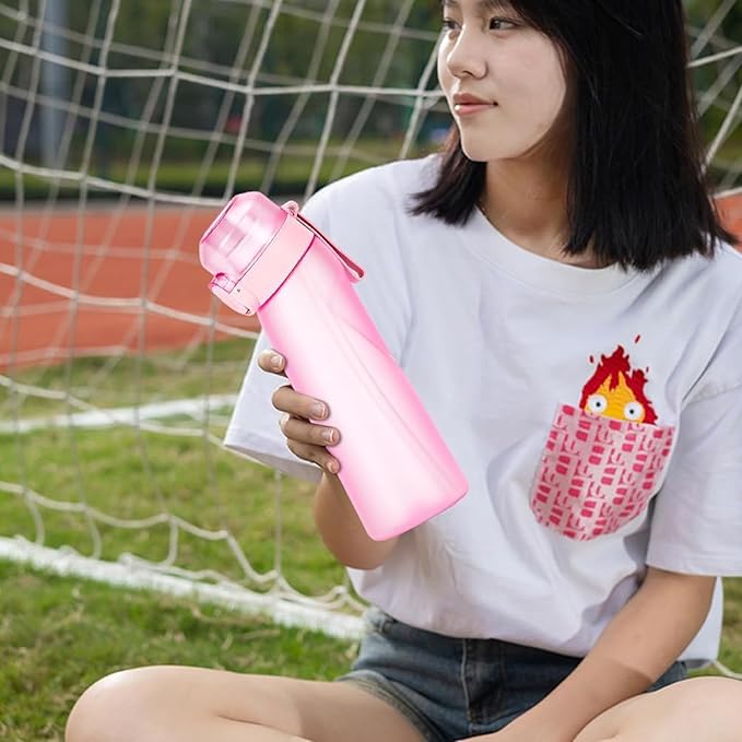 Matt Finish Water Bottle With 1 Flavor Pod | Include Straw and Strap | Silicone Leak-Proof Ring BPA Free, Air Water Bottle