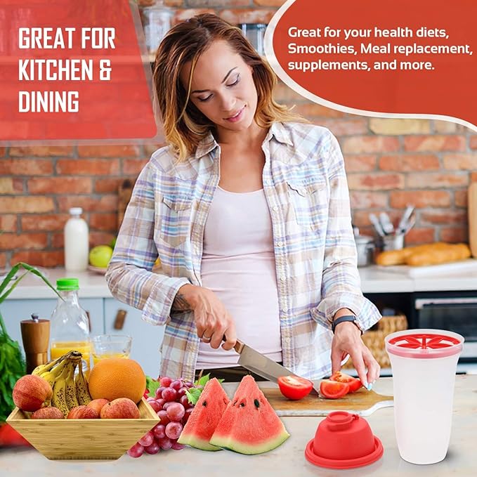 SIGNORA WARE Shaker Bottles | 17-Ounce Plastic Protein Shake Bottle for Meal Replacement Shakes & Smoothies, Beverages, Mixing Salad Dressing & Sauces, Margarita, & More