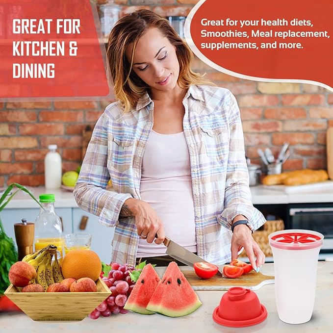 SIGNORA WARE Shaker Bottles | 17-Ounce Plastic Protein Shake Bottle for Meal Replacement Shakes & Smoothies, Beverages, Mixing Salad Dressing & Sauces, Margarita, & More