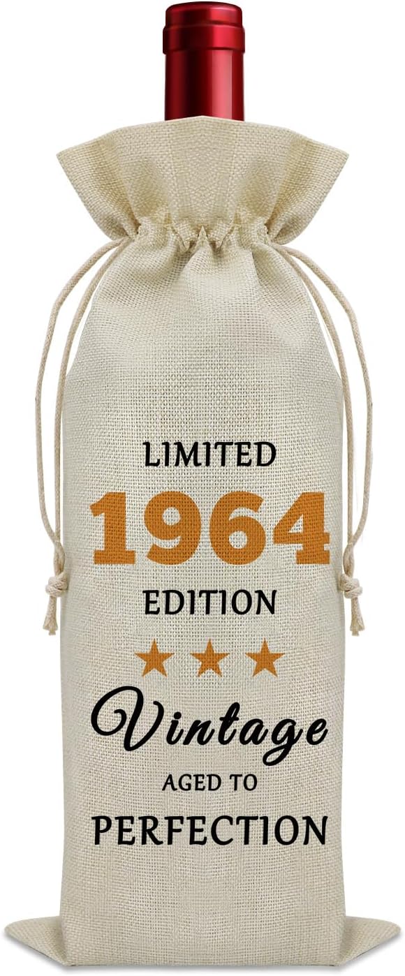 60th Birthday Gifts for Her Wine Bag 60 Year Old Birthday Gifts for Men Born in 1964 Gifts for Women Wine Bottle Storage Bag Birthday Gifts for Sister Turning 60 Wine Accessories Gifts for Wine Lovers