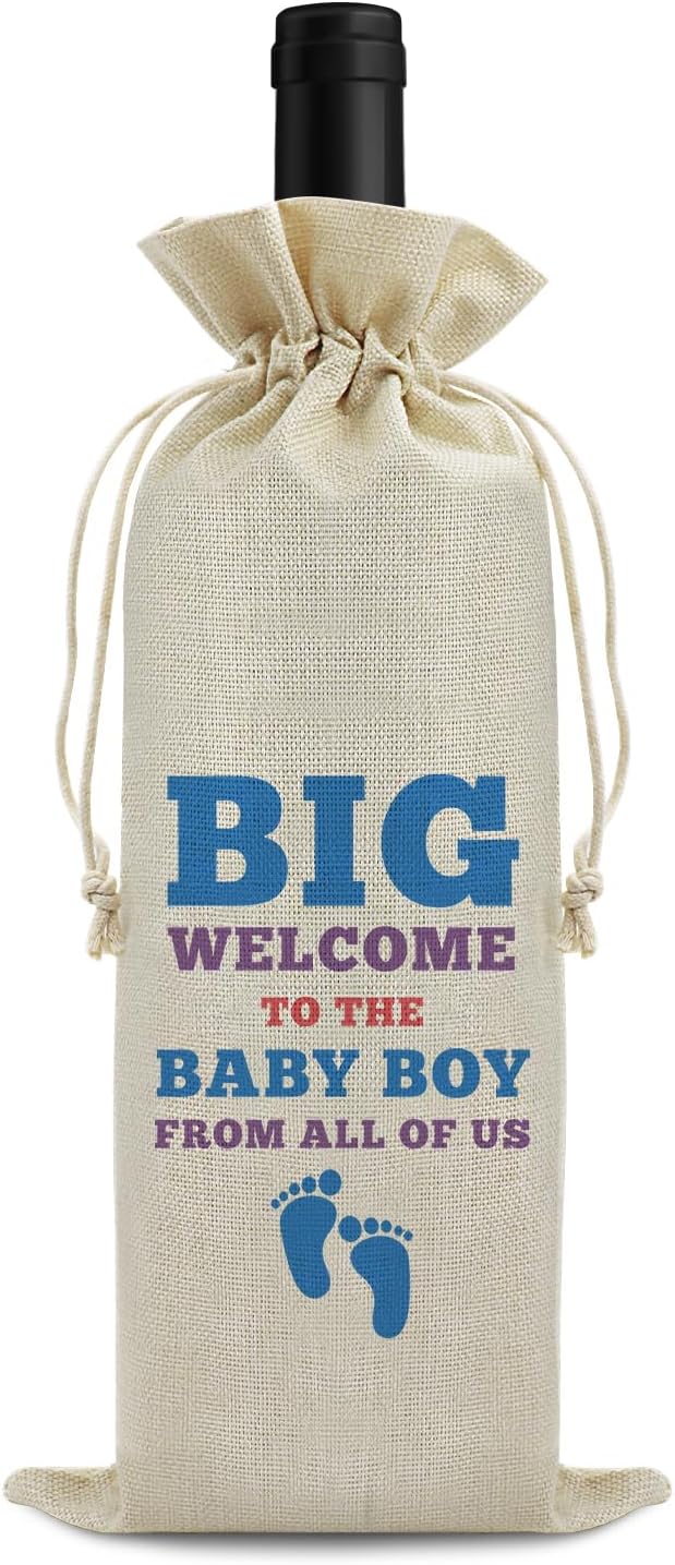 Pregnancy Announcement Gift Baby Gender Reveal Gift Wine Bag for Husband Friends Grandparents New Baby Gift Baby Shower Party Decors Wine Gift Bag Pregnancy Gift for Women Drawstring Wine Wrap Bag