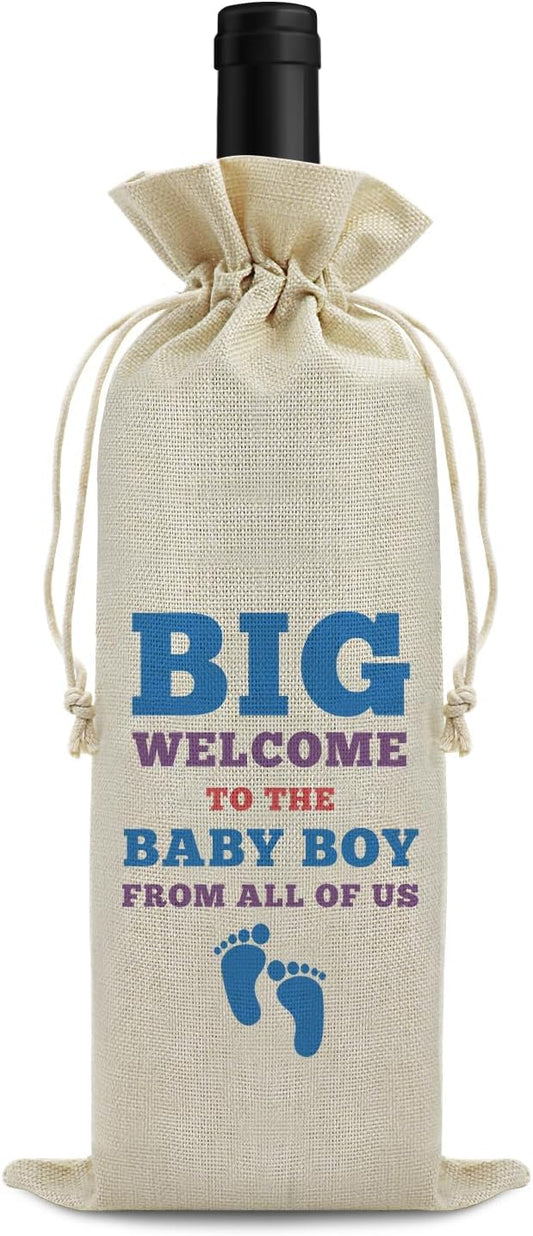 Pregnancy Announcement Gift Baby Gender Reveal Gift Wine Bag for Husband Friends Grandparents New Baby Gift Baby Shower Party Decors Wine Gift Bag Pregnancy Gift for Women Drawstring Wine Wrap Bag