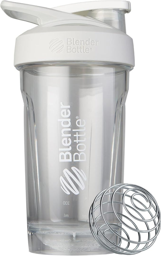 BlenderBottle Strada Shaker Cup Perfect for Protein Shakes and Pre Workout, 24-Ounce, White