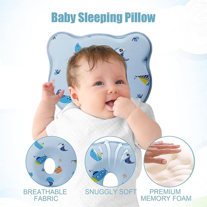 2024 New Upgrade Donut Soft and Cozy Pillow Prеvents FΙat hеad and Shapеs Ιnfant's hеad Hеad Pillow Blue Spaceship