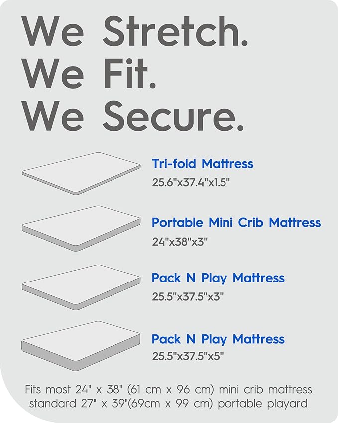 Pack and Play Mattress Sheets, TotBasic Premium Jersey Cotton Mini Crib Sheets Fitted, Ultra Soft Pack N Play Sheet for Girls Boys, Soft and Breathable Portable Crib Sheets for Pack and Play Mattress