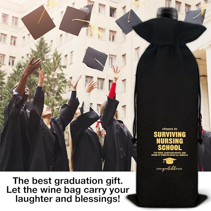 Graduation Wine Bag Nurse Wine Gift Bag Graduation Gift for Nurse Nursing Student RN Nurses Practitioner Nursing School Gifts