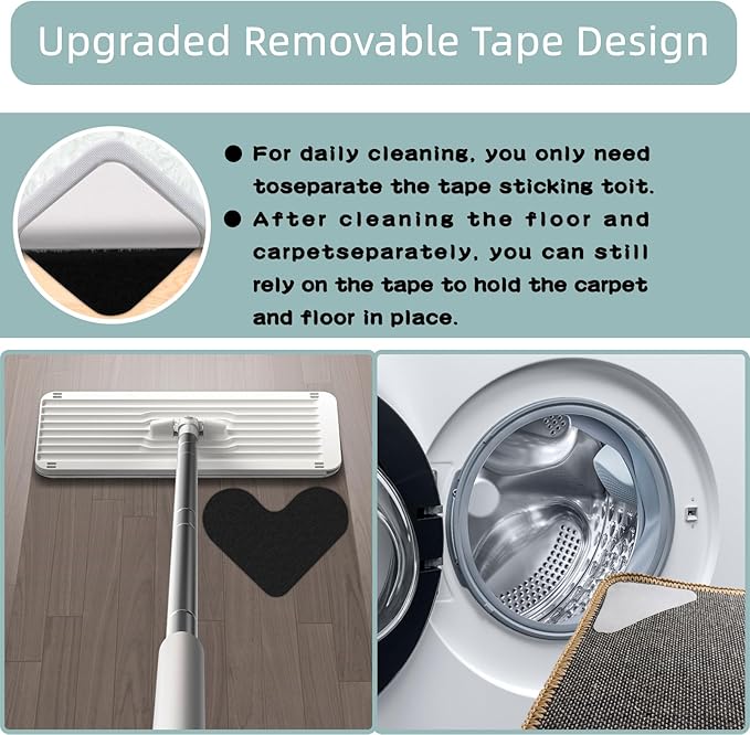 Rug Grippers for Carpet, 16 Pairs Double Sided Carpet Tape Keep Corners Flat, Removable and Reusable Non Slip Rug Pads, Rug Tape for Area Rugs on Carpet