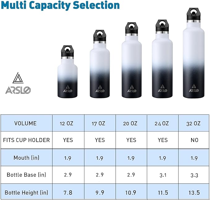 Stainless Steel Double Wall Water Bottles 17oz, Vacuum Insulated Bottle With Straw Lid, Insulated Water Bottle Keeps Water Cold for 24 Hours, Hot for 12 Hours, Hiking, Sports