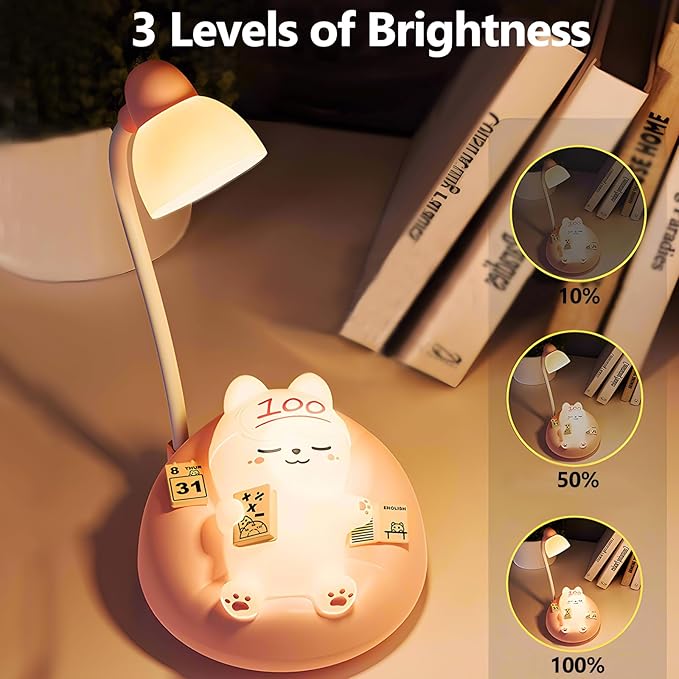 Baby Night Light for Kids, LED Touch Bedside Table Lamp with Dimming Function, Nursery Night Lamp Soft Lighting USB Rechargeable Nightstand Lamp for Bedroom Living Room Cute Home Desk Decor (Pink)