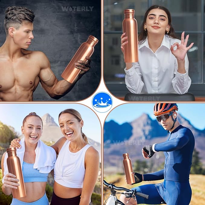 Pure Copper Water Bottle 34 oz Leak Proof Design | 100% insulated copper | Copper healing water benefits for Drinking ,Traveling, gifts , Gym& Office | (1000 ml)