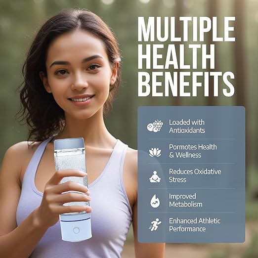 Hydrogen Water Bottle 2024 – SPE/PEM Technology Generating Up to 3000ppb Hydrogen-Rich Ionized Water for Antioxidant and Health Benefits – Environmentally Friendly PC and Glass - White