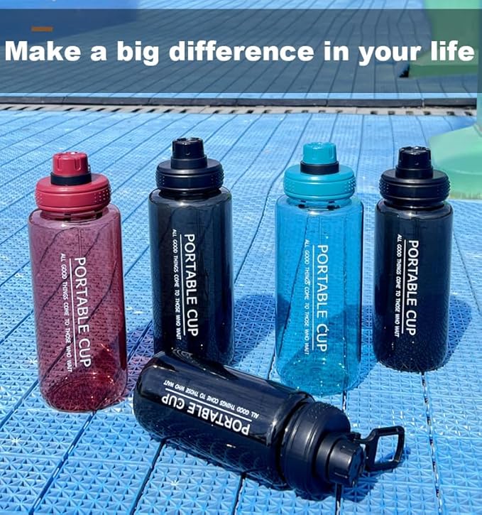 Water Bottles 20oz Portable Cup PC Material BPA-Free Wide Mouth Leakproof Sports Water Bottles with Handle, Gym Space Cup For Fitness Yoga Workouts