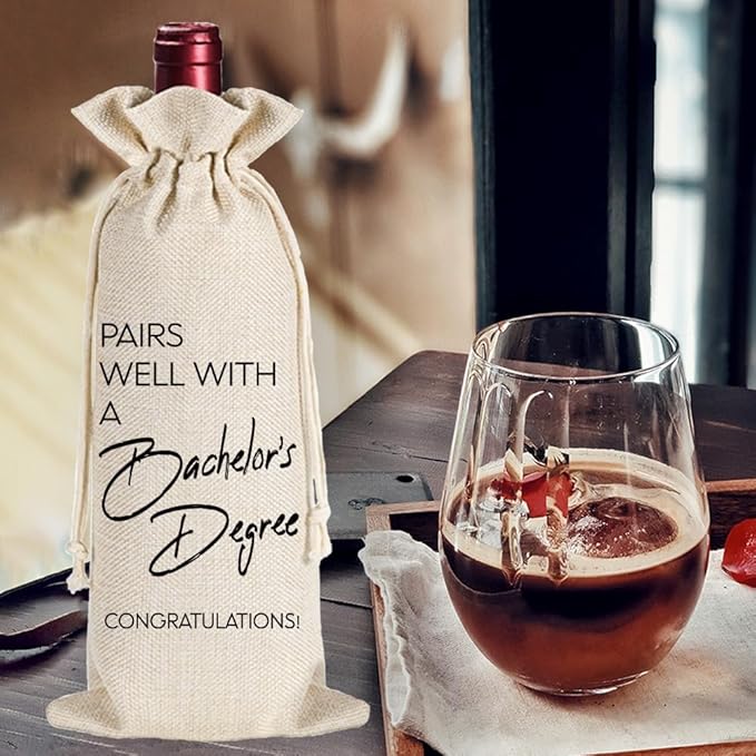 Students Graduation Gifts, Bachelor's Degree Graduation Wine Bag, Pairs Well With A Bachelor's Degree Gift, Funny University Graduation Gifts, College Students Graduation Gifts for Women Men-22