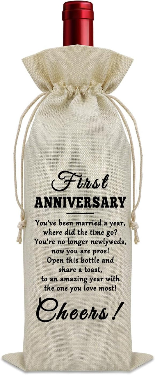 Sazuwu First Anniversary for Couple Wine Bag Wedding Anniversary for Newlyweds Wine Bottle Storage Bag Couples Gifts from Parents Celebrate Gifts from Friends Wine Accessories Gifts for Wine Lovers